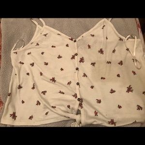 White spaghetti tie knot top